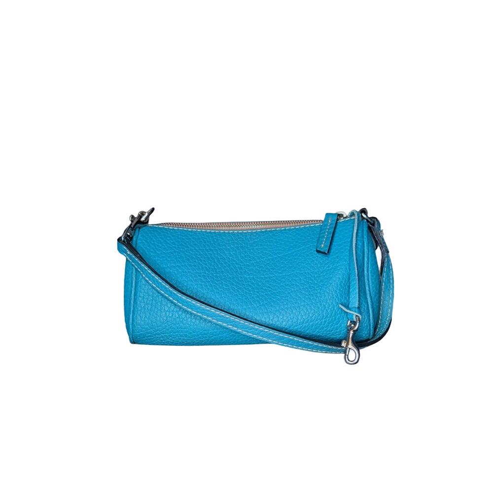 Dooney & Bourke Pouch/Wristlet Teal Pebbled Leather Chrome